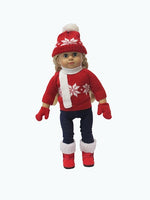 Red And White Sweater Pant Set Hat Mittens Fits 18" American Girl Doll Clothing2