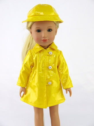 Yellow Raincoat and Hat Fits 14.5" Wellie Wisher American Girl Doll Clothing0