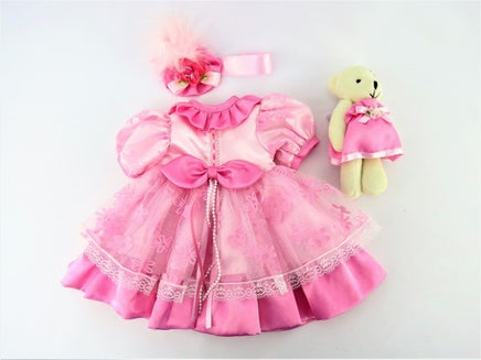 Pink Flower Dress And Bear Fits 18" American Girl Doll Clothing1