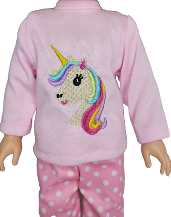 Unicorn & Polka Dots Pajamas Fits 14.5" Wellie Wisher American Girl Doll Clothes1
