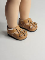 Brown Flower Dress Shoes Fits 14.5" Wellie Wisher American Girl Doll Shoes2