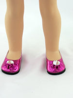 Hot Pink Metallic Gem Flats Fits 14.5" Wellie Wisher American Girl Doll Shoes0
