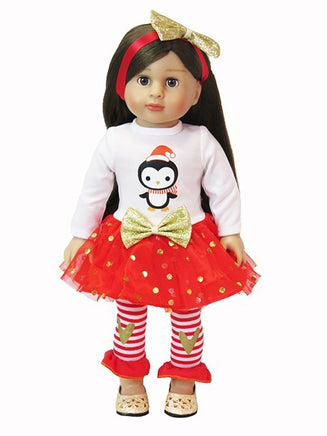 Red And Gold Penguin Christmas Dress Headband Fits 18" American Girl Doll0