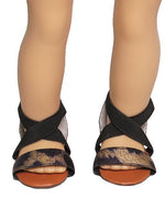 Black And Gold Sandals Fits 18" American Girl Doll Clothing Shoes0