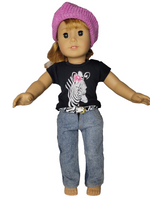 Zebra Top Jeans Hat Belt Set Fits 18" American Girl Doll Clothing3