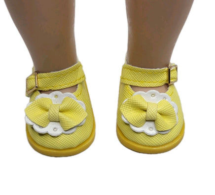 Yellow Mary Jane Dress Shoes Fits 14.5" Wellie Wisher American Girl Doll Shoes1