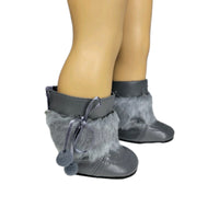 Grey Pom Boots Fits 18" American Girl Doll Clothes Shoes1