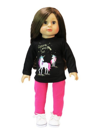 Unicorn Dreams Come True Hot Pink Pant Set Fits 18" American Girl Doll Clothing1