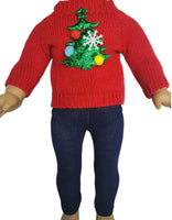 Christmas Tree Sweater Pant Set Fits 18" American Girl Doll Clothes1