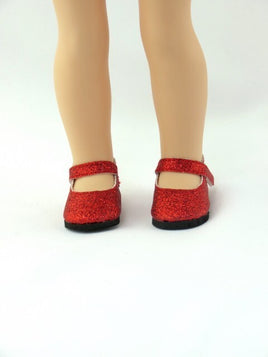 Red Glitter Dress Shoes Fits 14.5" Wellie Wisher American Girl Doll Shoes0