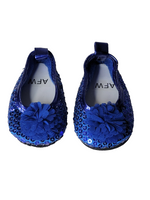 Blue Flower Sequin Flat Dress Shoes Fits 18" American Girl Doll Clothing Shoes1