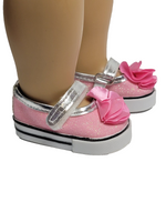 Pink Glitter Flower Dress Shoes Fits 18" American Girl Doll Clothing Shoes1