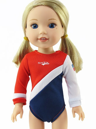 Team USA Gymnastics Leotard Fits 14.5" Wellie Wisher American Girl Doll Clothing1