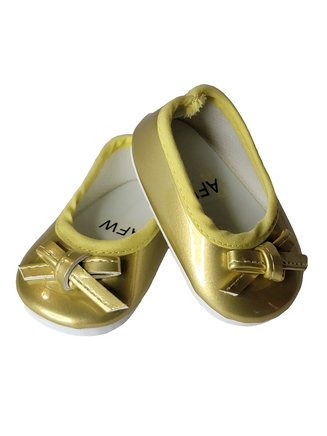 Gold Ballet Bow Flats Fits 18" American Girl Doll Clothing Shoes0