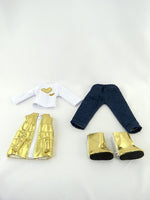 Gold Heart Vest 4pc Outfit Fits 14.5" Wellie Wisher American Girl Doll Clothing1