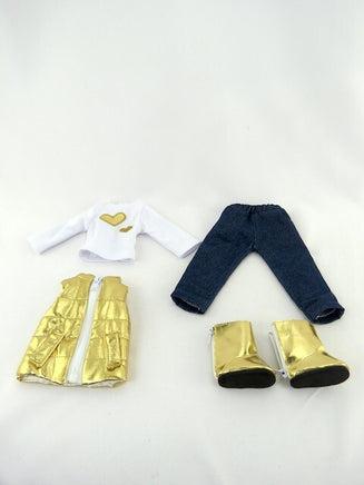 Gold Heart Vest 4pc Outfit Fits 14.5" Wellie Wisher American Girl Doll Clothing1