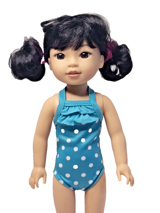 Teal Polka Dot Bathing Suit Fits 14.5" Wellie Wisher American Girl Doll Clothing0