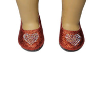 Red Glitter Rhinestone Heart Dress Shoes Fits 18" American Girl Doll Shoes0