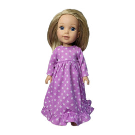 Lavender Star Nightgown Fits 14.5" Wellie Wisher American Girl Doll Clothing0