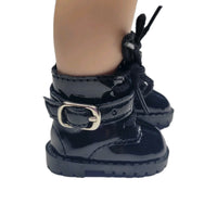 Black Buckle Boots Fits 14.5" Wellie Wisher American Girl Doll Shoes1