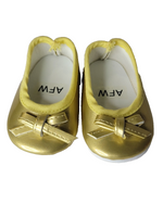 Gold Ballet Bow Flats Fits 18" American Girl Doll Clothing Shoes1