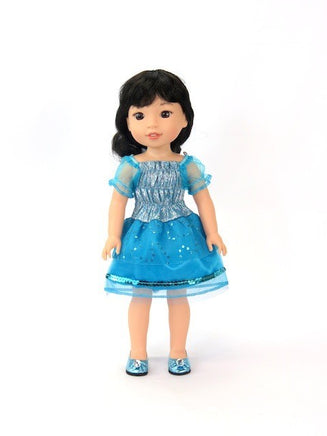 Blue Sparkly Dress Fits 14.5" Wellie Wisher American Girl Doll Clothing1