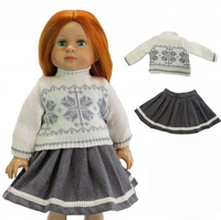 Grey And White Knit Sweater Skirt Set Fits 18" American Girl Doll Clothing0