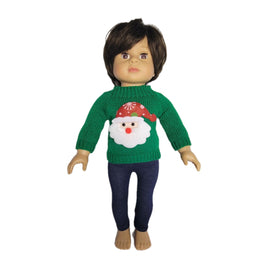 Green Santa Sweater Pant Set Fits 18" American Girl Doll Clothes0
