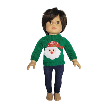 Green Santa Sweater Pant Set Fits 18" American Girl Doll Clothes0