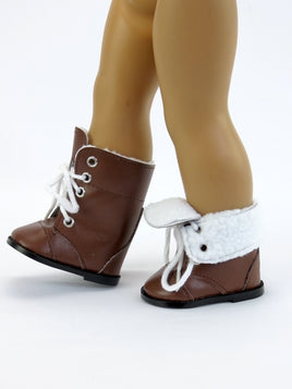 Brown Snow Boots Fits 18" American Boy Girl Doll Shoes0
