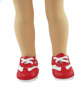 Red And White Sneakers Fits 14.5" Wellie Wisher American Girl Doll Shoes0