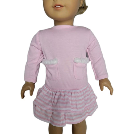 Pink Stripe Dress And Pom Hat Fits 18" American Girl Doll Clothes2
