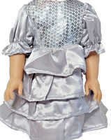 Silver Sequin Ruffle Dress Fits 14.5" Wellie Wisher American Girl Doll Clothing1