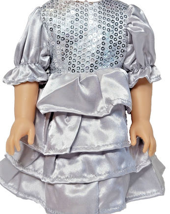Silver Sequin Ruffle Dress Fits 14.5" Wellie Wisher American Girl Doll Clothing1