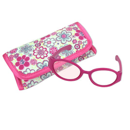 Pink Glasses & Floral Case Fits 18" American Girl Doll Accessories Sets0