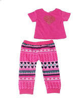 Pink Glitter Heart Pant Set Fits 18" American Girl Doll Clothing1