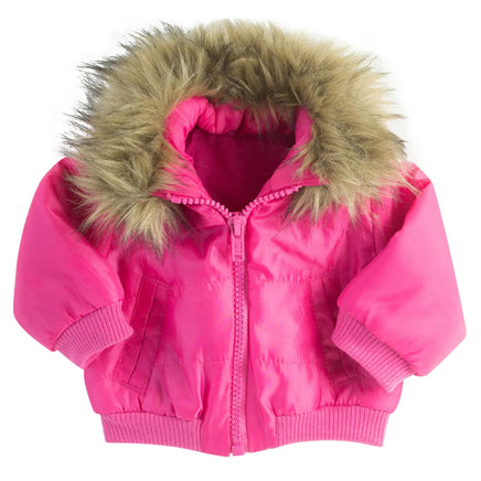 Hot Pink Fur Trimmed Puffy Jacket Fits 18" American Girl Doll Clothes2