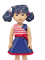 American Flag Dress July 4th Fits 14.5" Wellie Wisher American Girl Doll Clothes0