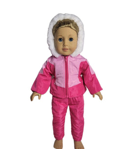 Magenta And Light Pink Snowsuit Fits 18" American Girl Doll Clothes0