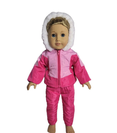Magenta And Light Pink Snowsuit Fits 18" American Girl Doll Clothes0