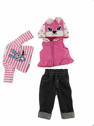 Pink Bunny Puffer Vest Outfit Fits 14.5 Wellie Wisher American Girl Doll Clothes2
