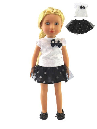 Black and White Skirt Set Fits 14.5" Wellie Wisher American Girl Doll Clothing1