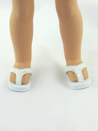 White Flip Flop Sandals Fits 14.5" Wellie Wisher American Girl Doll Shoes0
