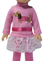 Pink Dachshund Pant Set Fits 14.5" Wellie Wisher American Girl Doll Clothing1