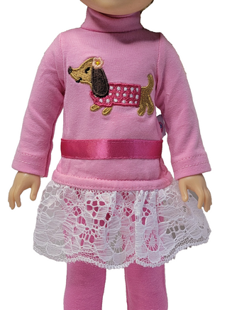 Pink Dachshund Pant Set Fits 14.5" Wellie Wisher American Girl Doll Clothing1