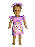Rainbow Unicorn Nightgown Fits 18" American Girl Doll Clothes0