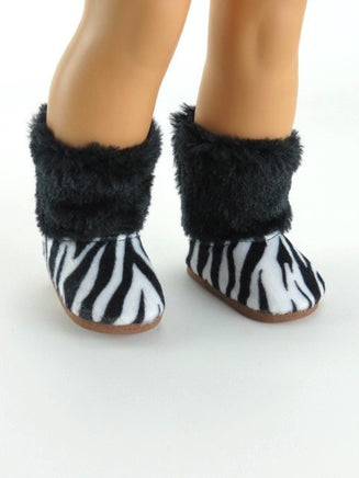 Zebra Print Furry Boots Fits 18" American Girl Doll Clothing Shoes0
