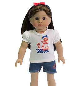 Little Anchor Short Set Fits 18" American Girl Doll Clothing0