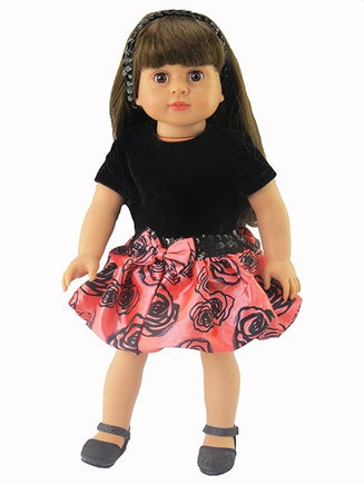 Rose Print Sequin Skirt Set Fits 18" American Girl Doll Clothing2