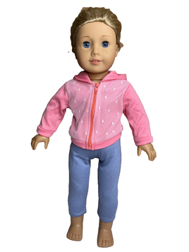 Zip Up Hoodie Pant Set Fits 18" American Girl Doll Clothing0